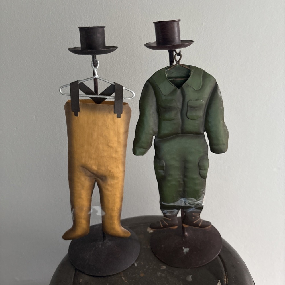 Rare Vintage Midwest of Cannon Metal Candle Holders Unique.